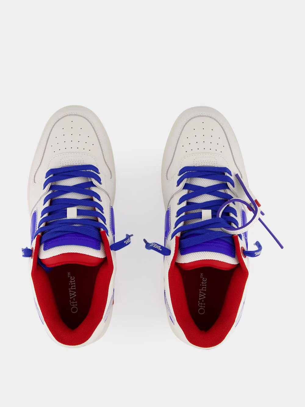 White and Cobalt Out of Office Leather Sneakers - Image 4