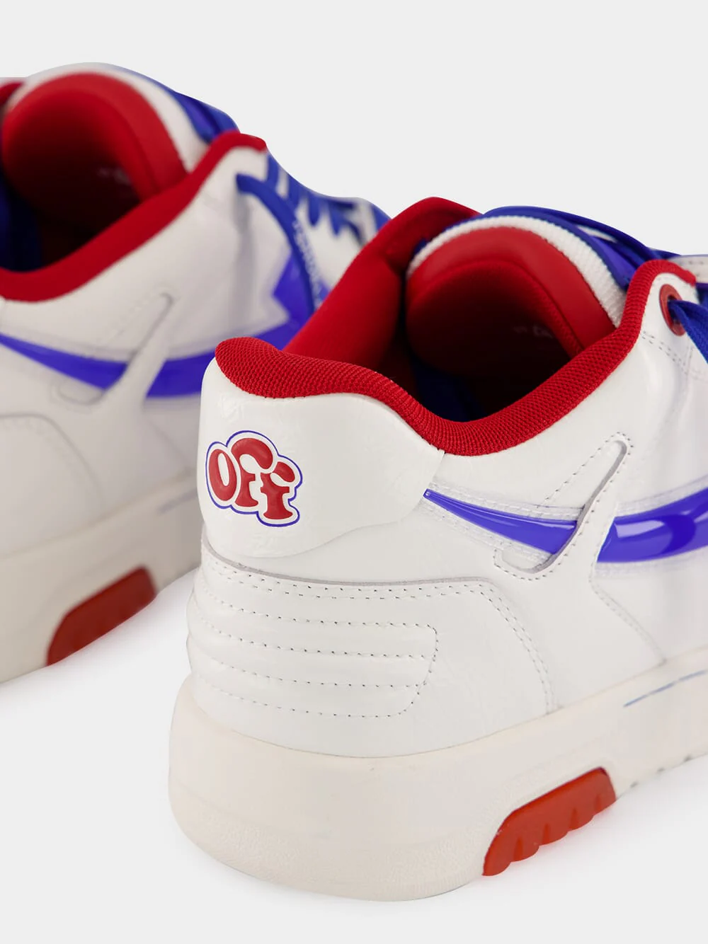 White and Cobalt Out of Office Leather Sneakers - Image 6