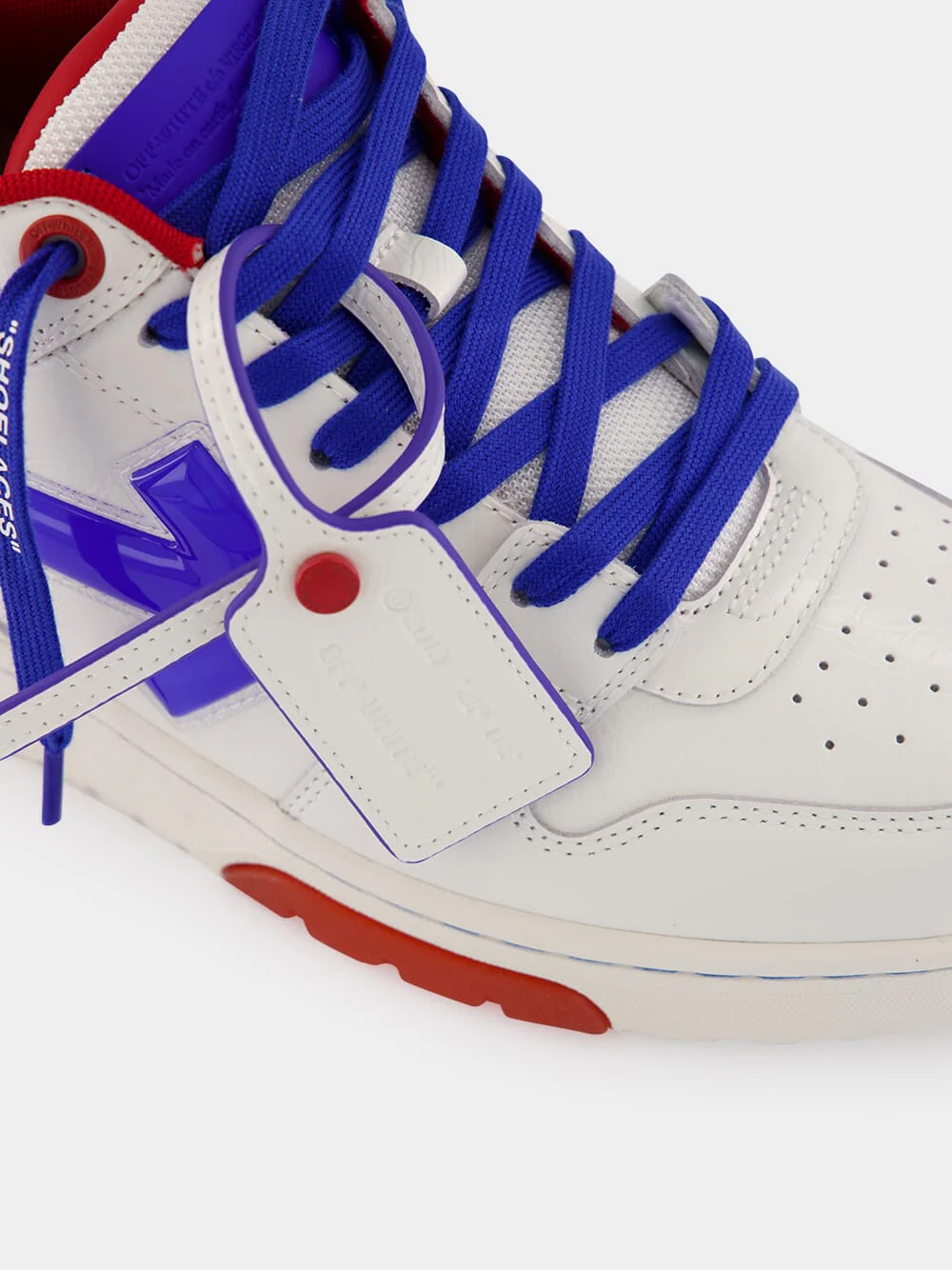 White and Cobalt Out of Office Leather Sneakers - Image 7