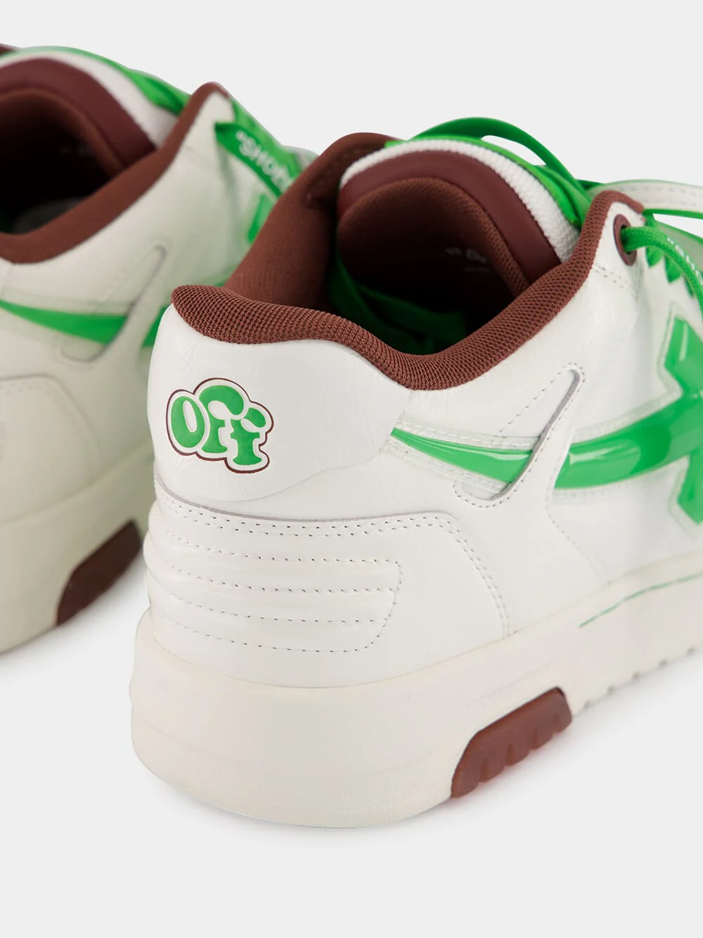 White and Green Out of Office Leather Sneakers - Image 6