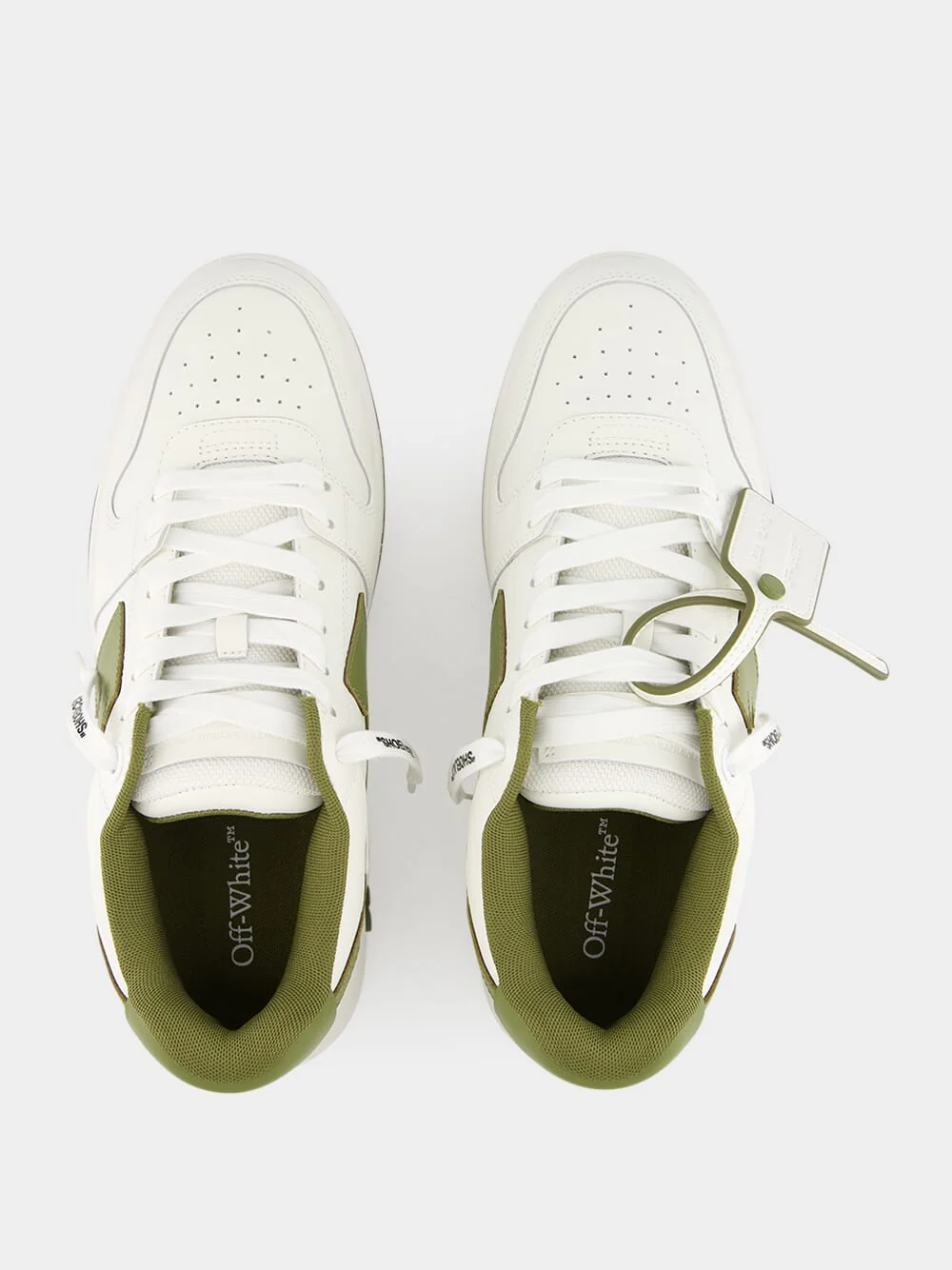 White and Olive Green Out of Office Sneakers - Image 4