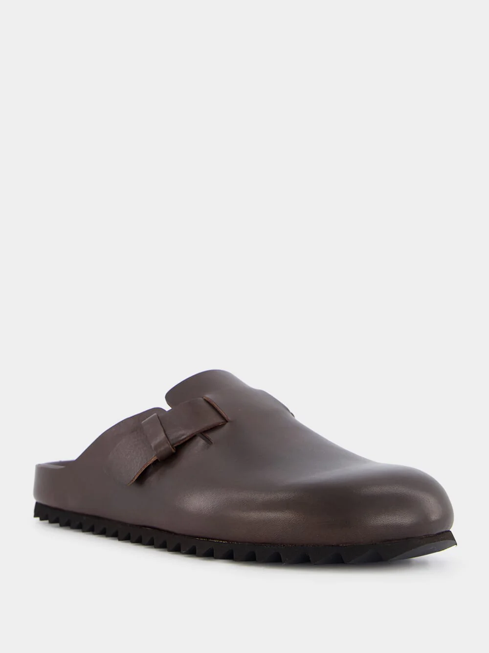 Agorà Dark Brown Leather Slides - Image 2