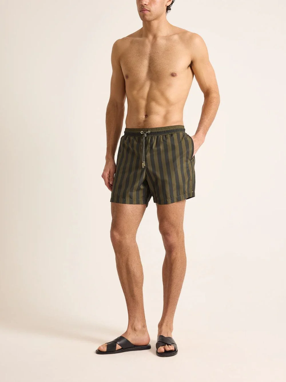 Bayleaf Green Stripe Boxer Swim Shorts - Image 2