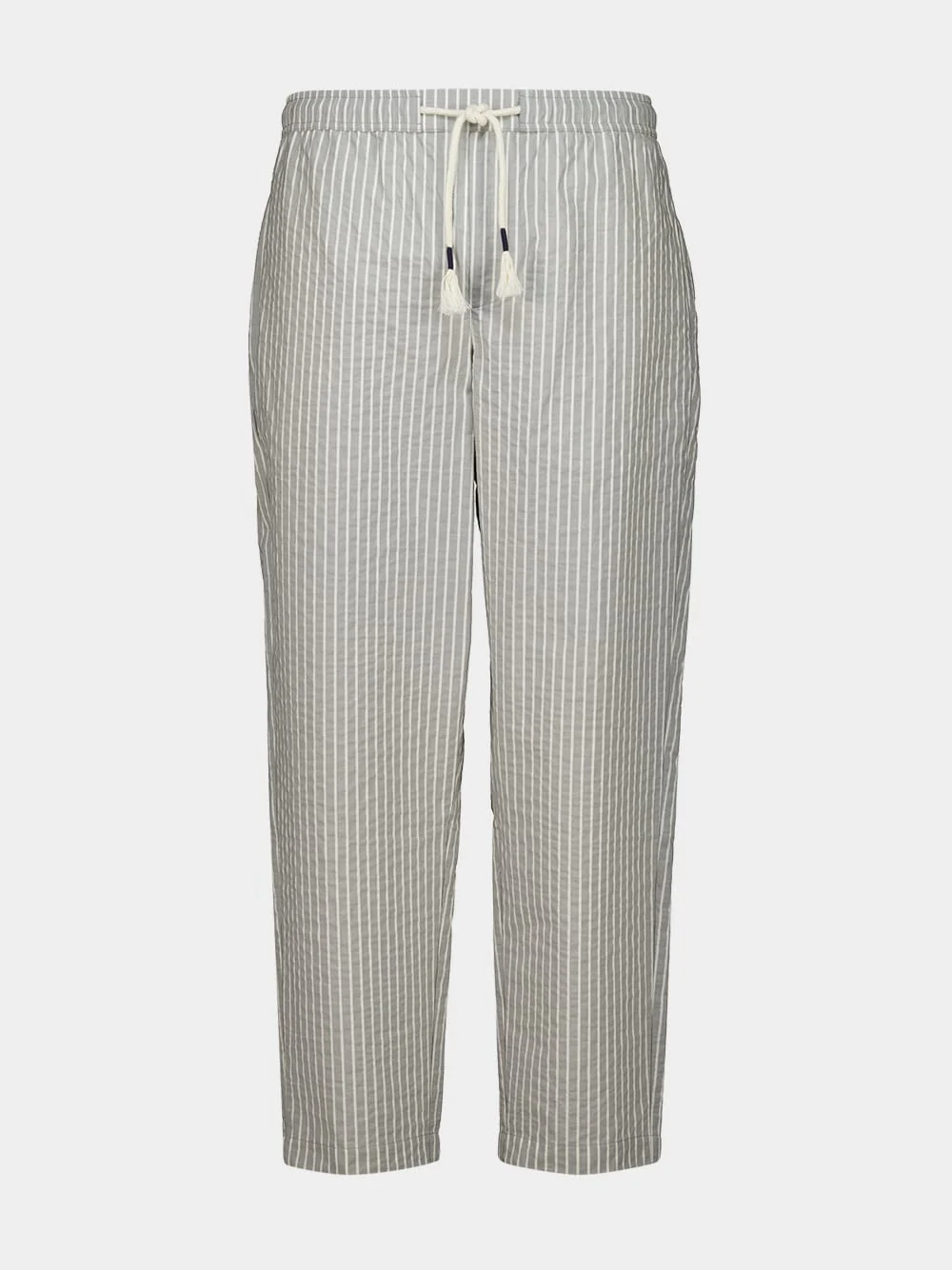 Elephant Grey Seersucker Stripe Trousers - Image 2