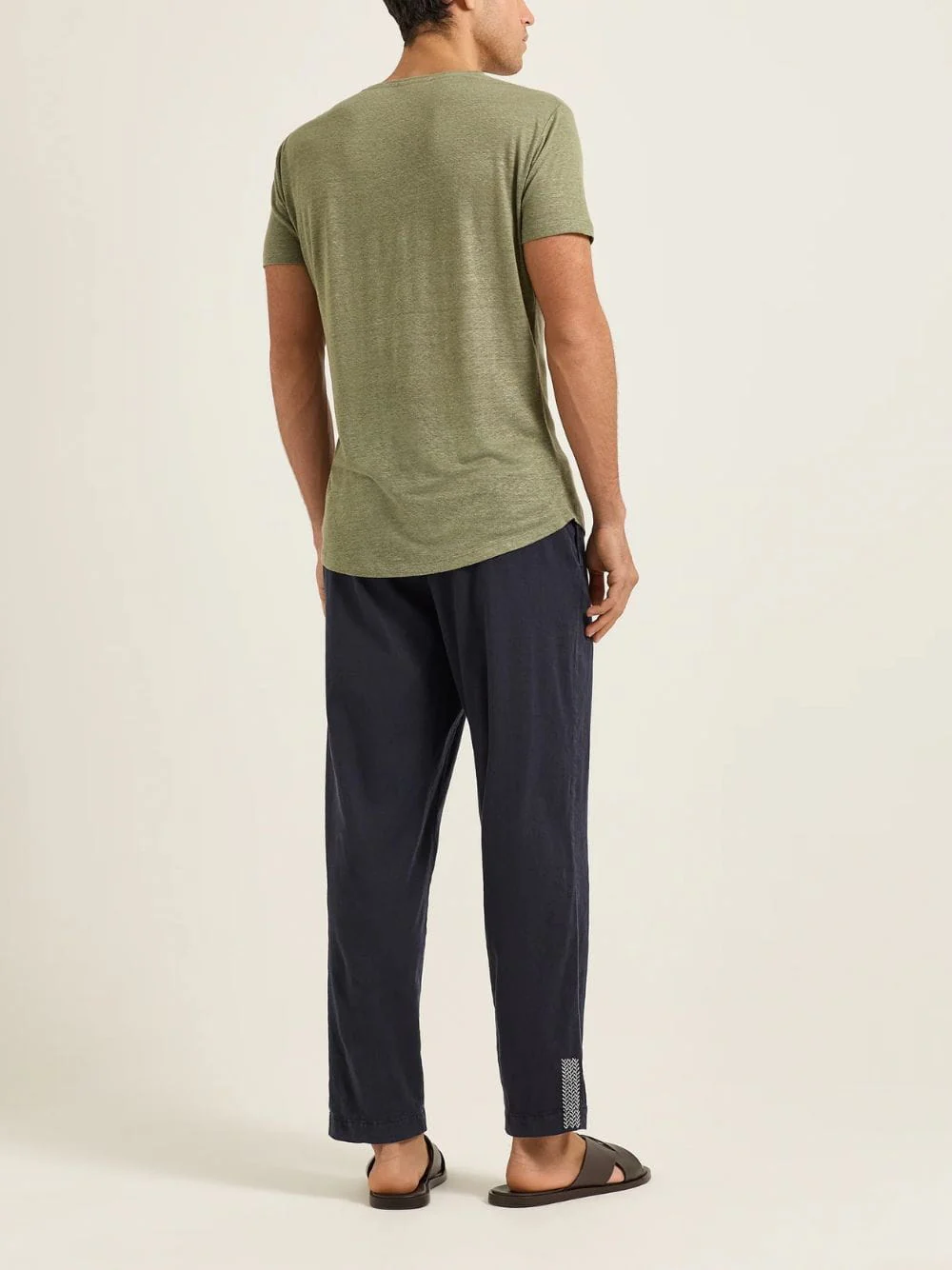 Herbal Green Tailored Linen T-Shirt - Image 4