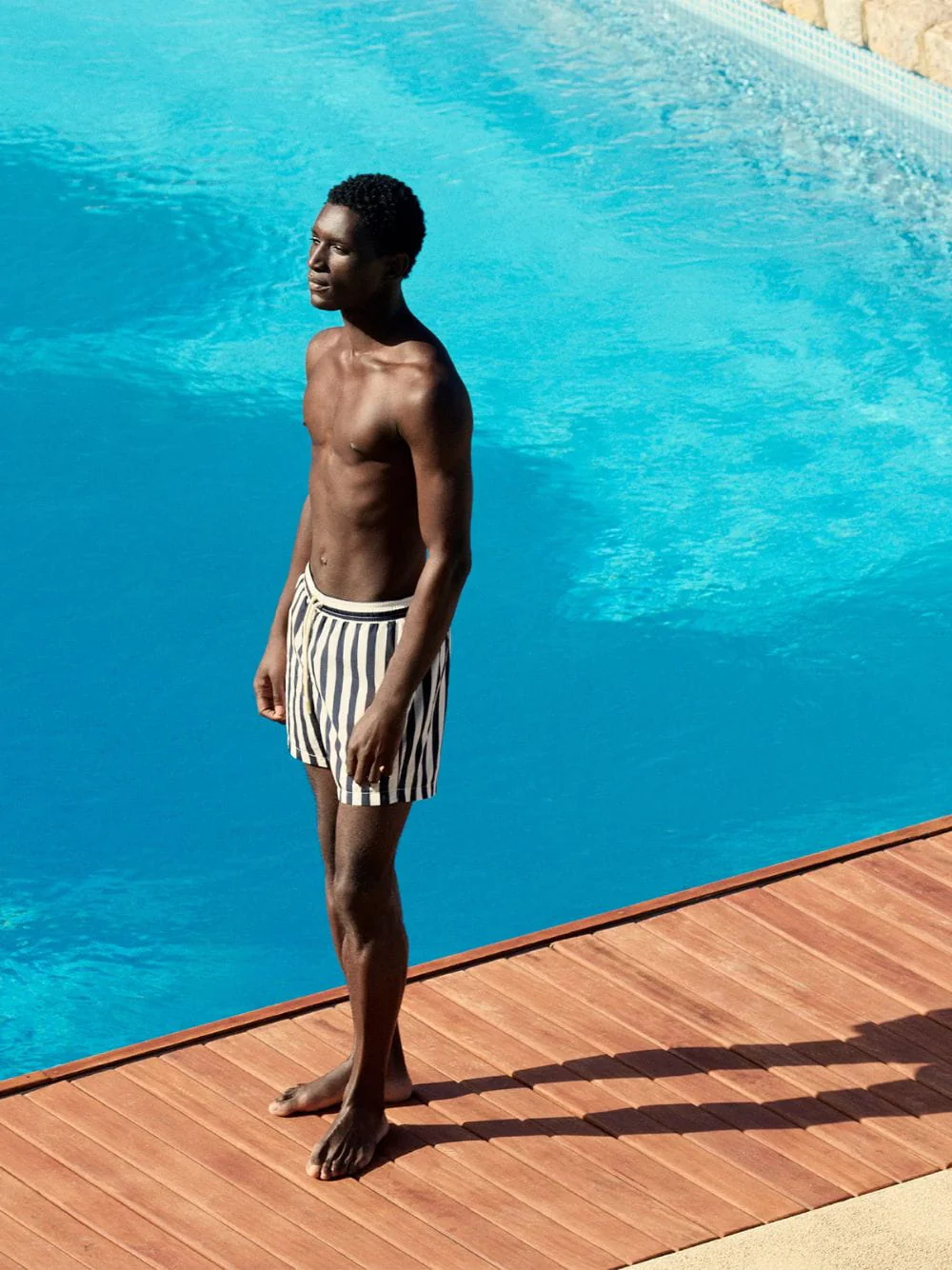 Night Iris Stripe Boxer Swim Shorts