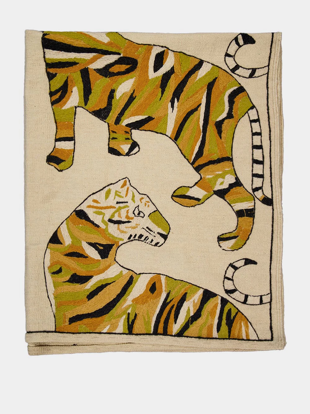 Beige Suzani Killim Hand Embroidered Wool Rug - Image 2