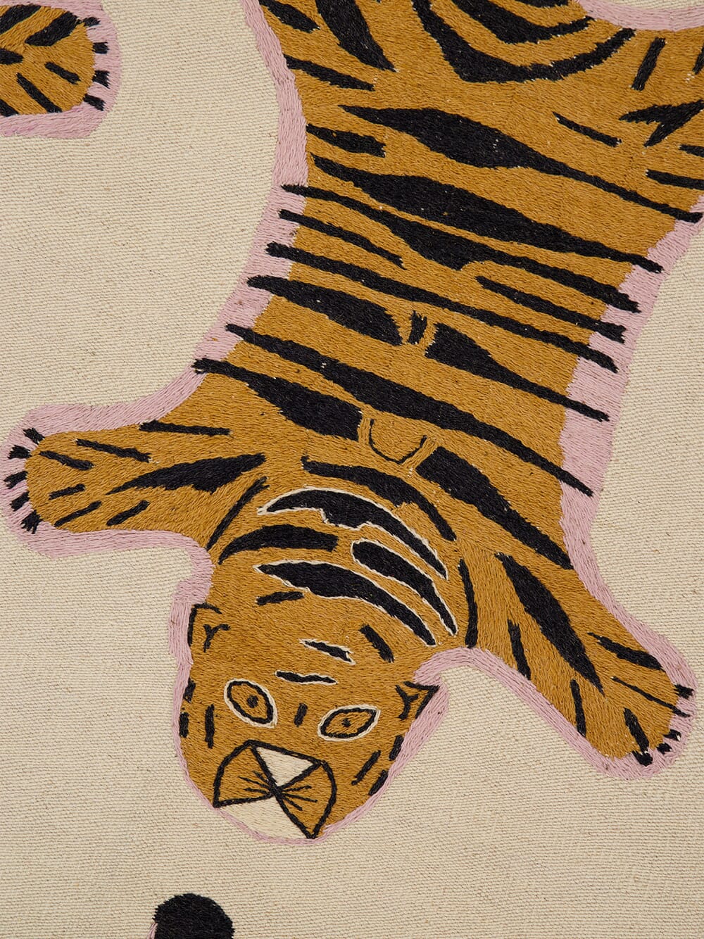 Beige Suzani Killim Hand Embroidered Wool Rug - Image 3