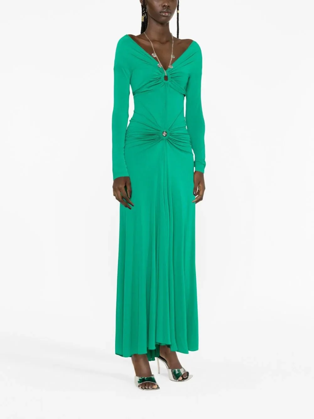 Chain-Detail Draped Long Dress - Image 2