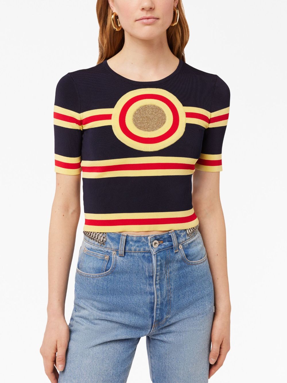 Lurex Knit Top with Geometrical Details - Image 2