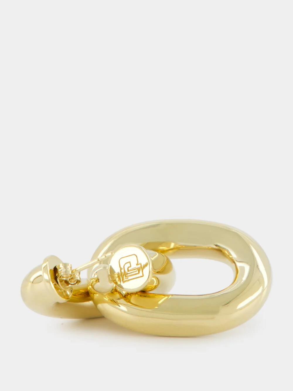 XL Link Gold Double Hoops Earrings - Image 4