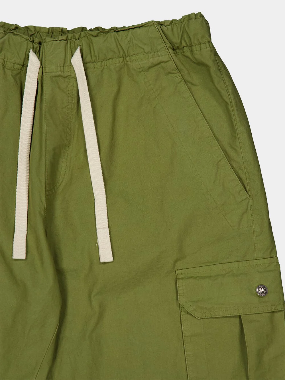 Army Green Cargo Pants with Curved Logo - Image 3