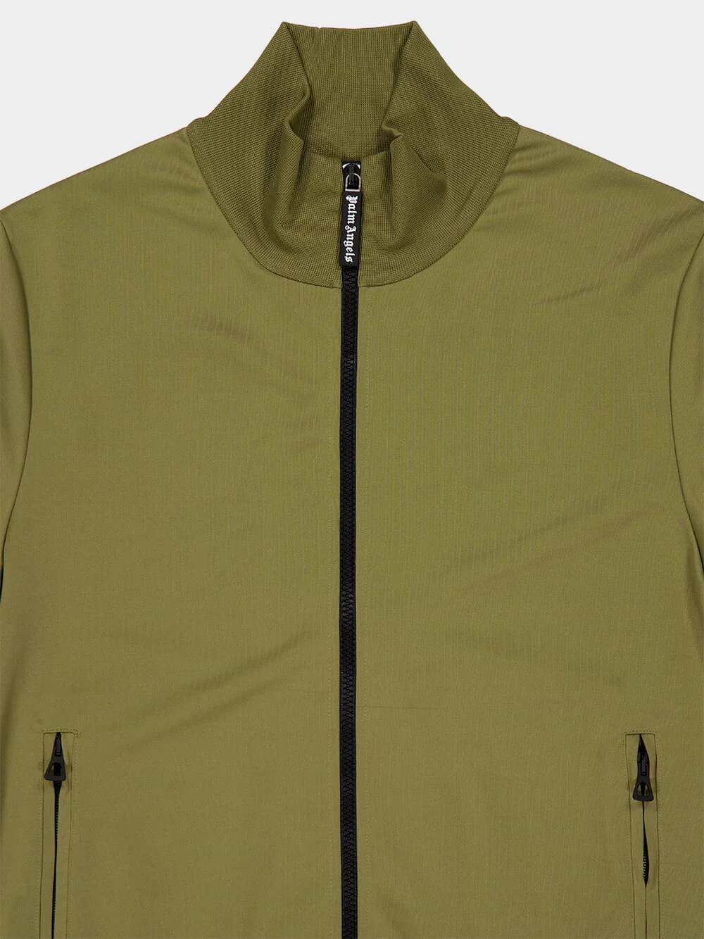 Army Green Track Jacket with Back Curved Logo - Image 3