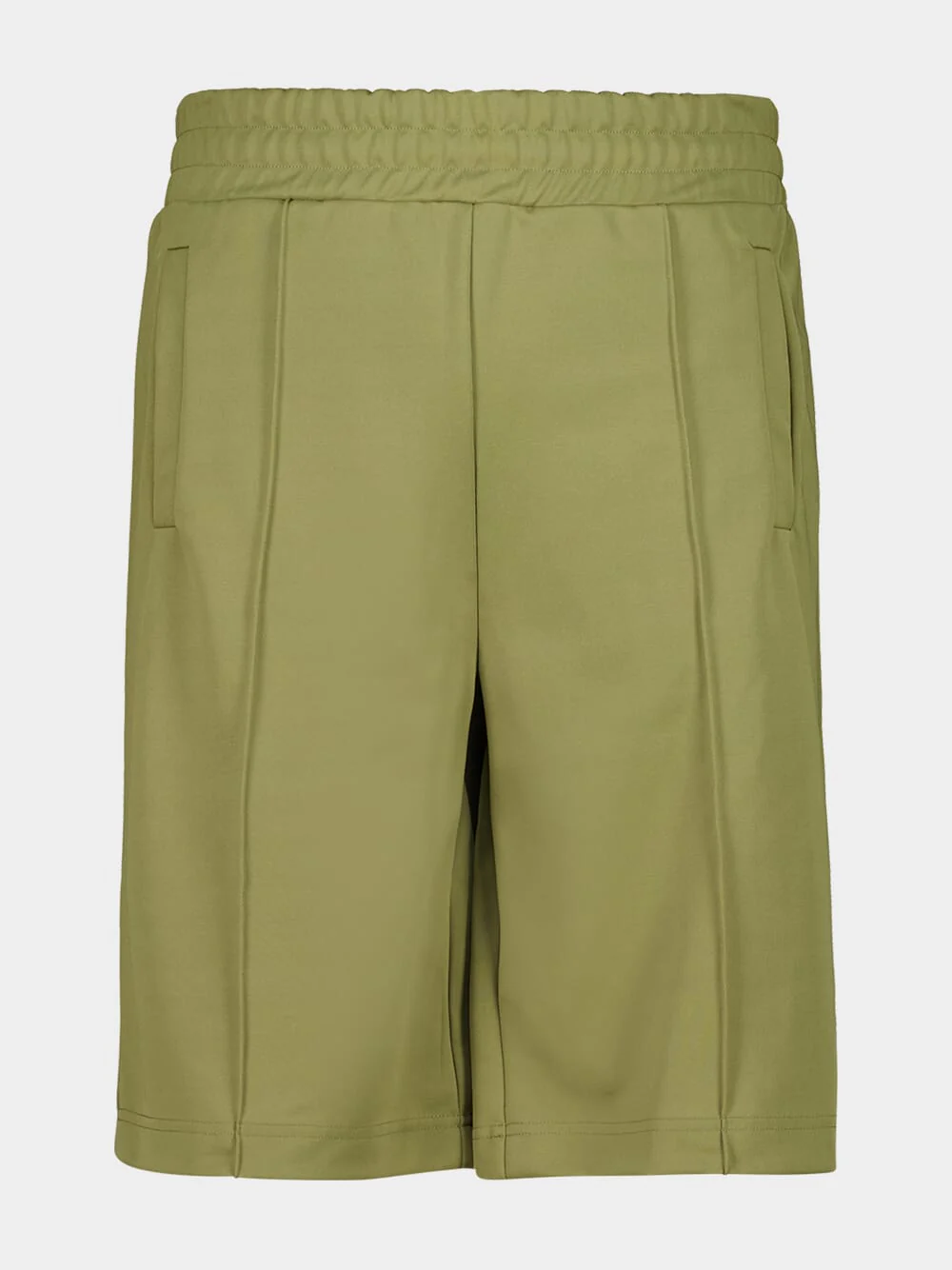 Army Green Track Shorts with Back Curved Logo