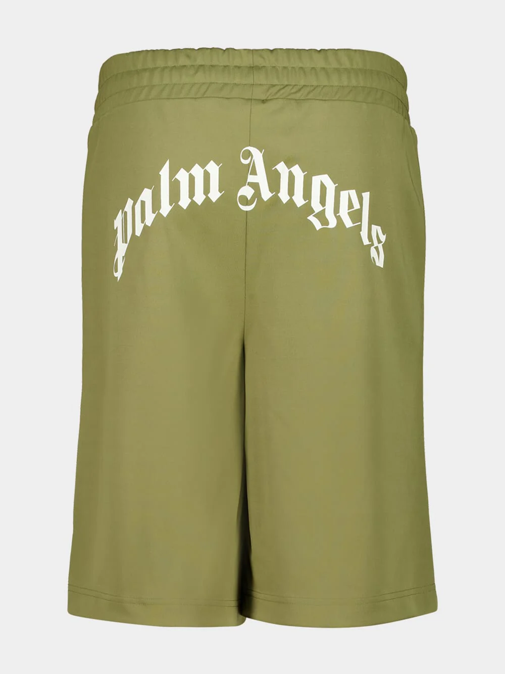 Army Green Track Shorts with Back Curved Logo - Image 2