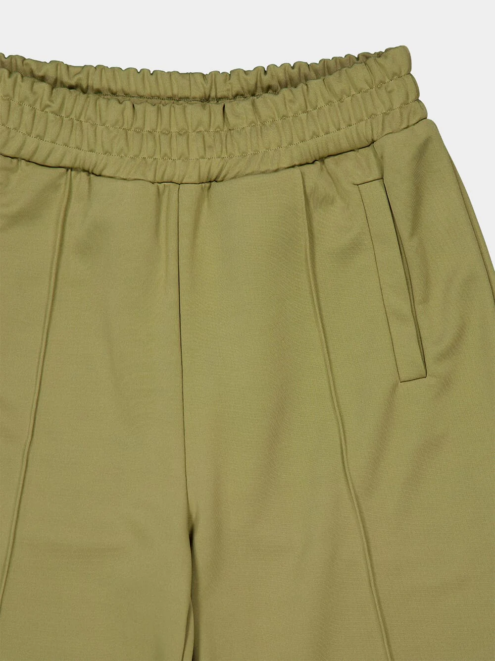 Army Green Track Shorts with Back Curved Logo - Image 3