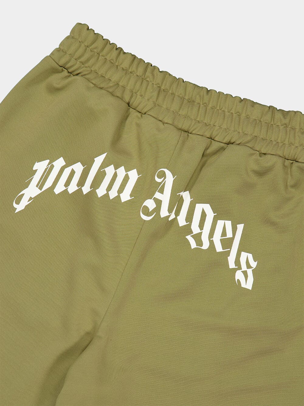Army Green Track Shorts with Back Curved Logo - Image 4