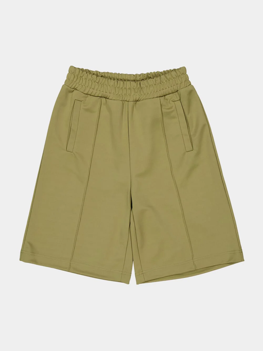 Army Green Track Shorts with Back Curved Logo - Image 5