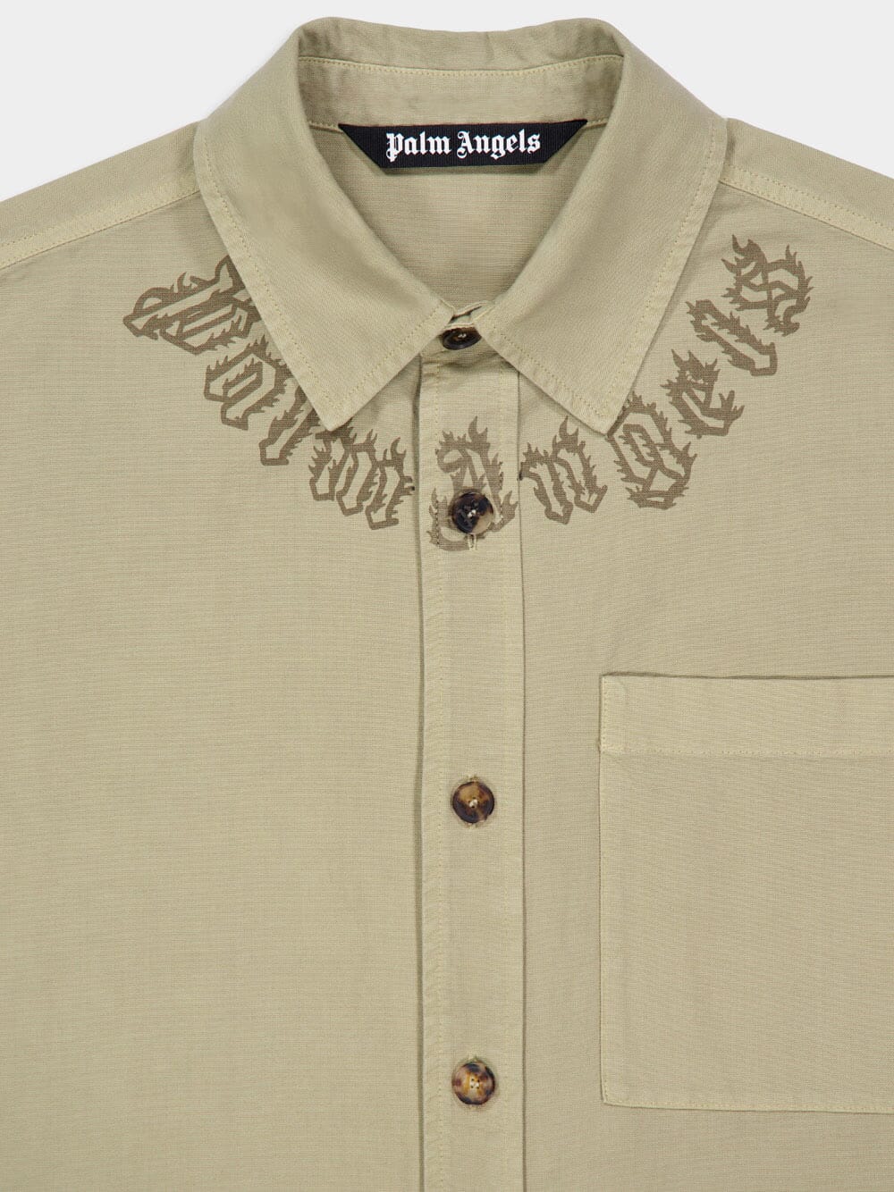 Beige Button-Up Shirt Jacket with Neck Logo - Image 3