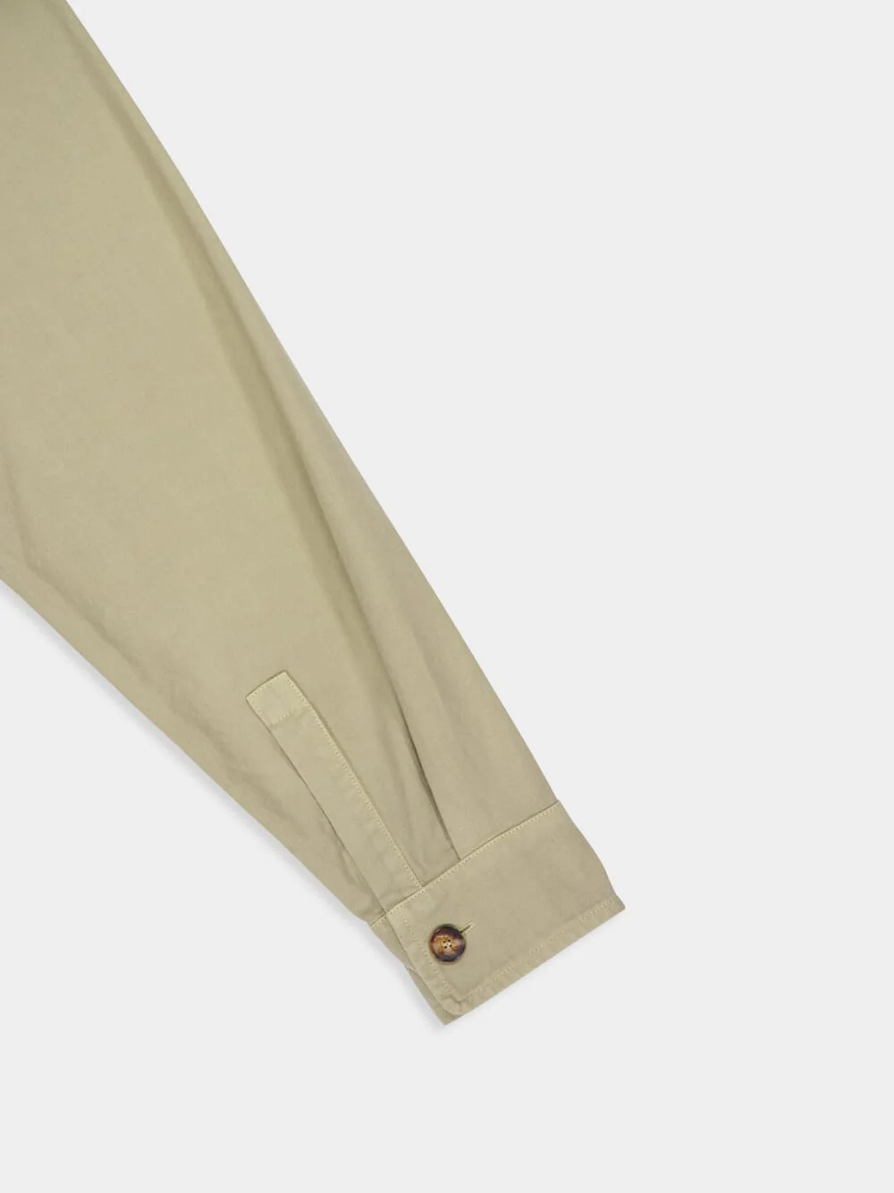 Beige Button-Up Shirt Jacket with Neck Logo - Image 4