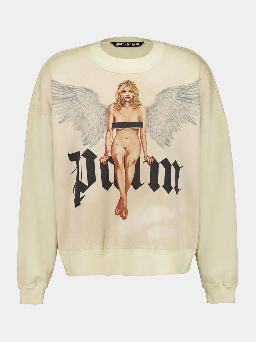 Beige Crystal Pin-Up Cotton Sweatshirt