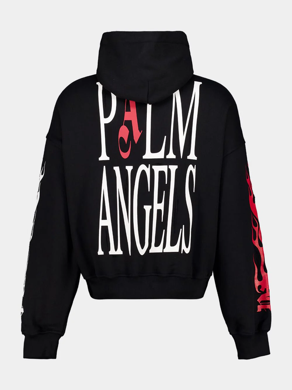 Black Full-Zip Hooded Sweatshirt with Flames Flag - Image 2