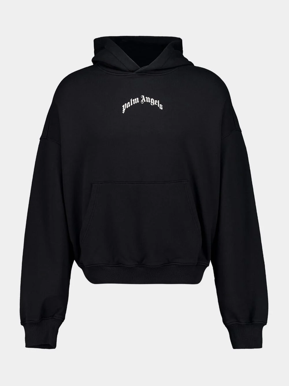 Black Hooded Sweatshirt with Back Curved Logo