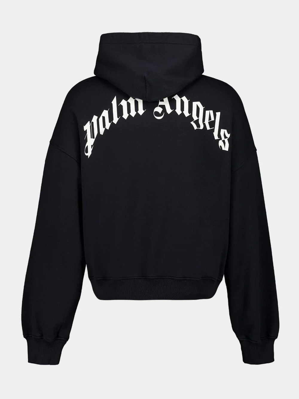 Black Hooded Sweatshirt with Back Curved Logo - Image 2