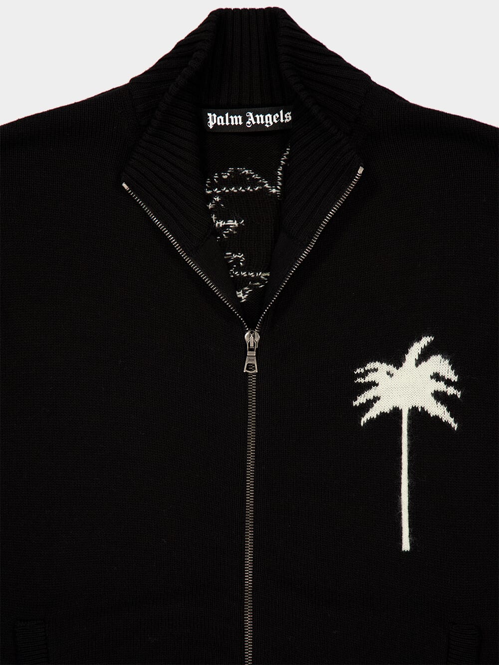 Black Palm Tree Knit Track Jacket - Image 3