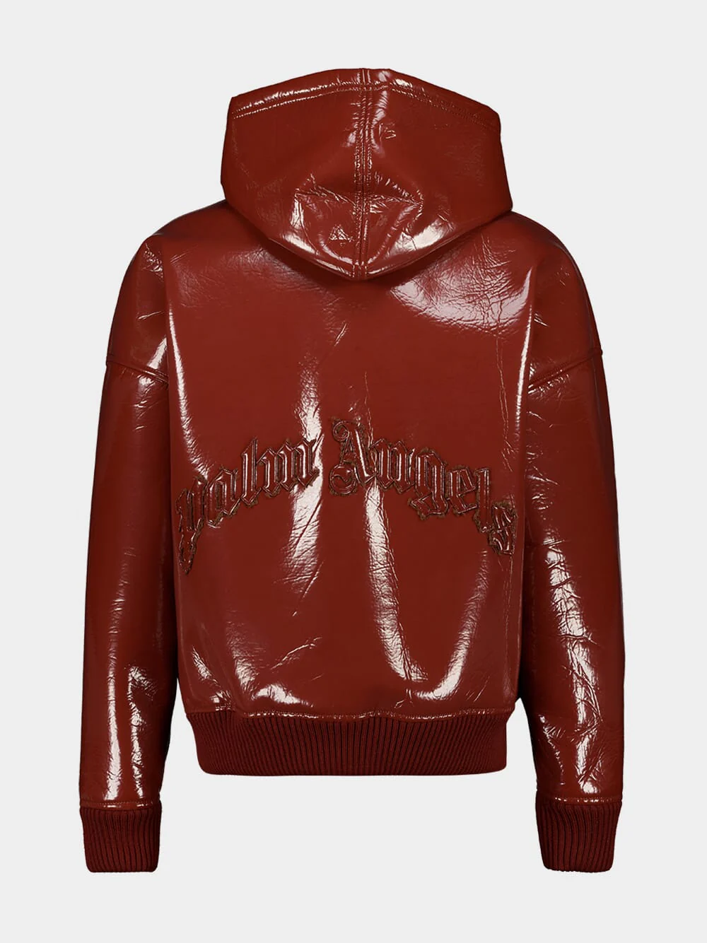 Brick Red Vinyl Leather Bomber Jacket - Image 2