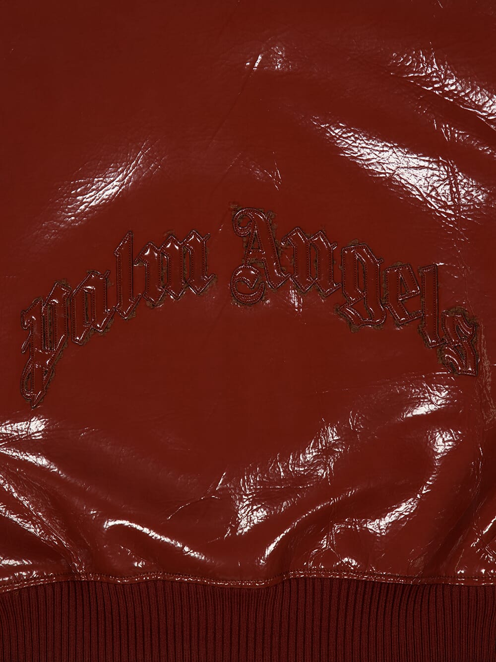 Brick Red Vinyl Leather Bomber Jacket - Image 4