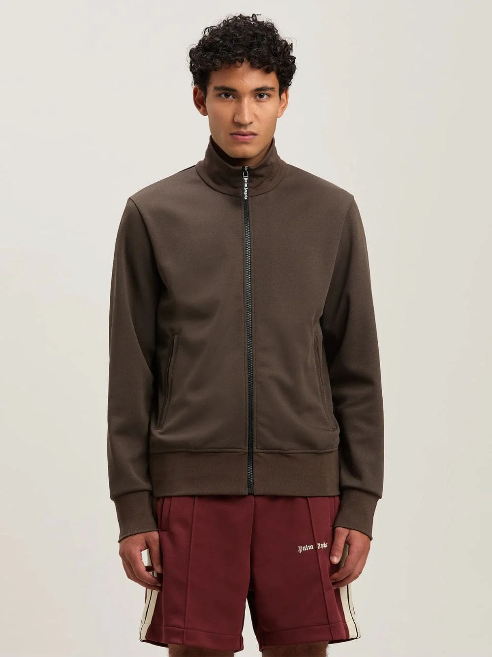 Brown Curved Logo Track Jacket
