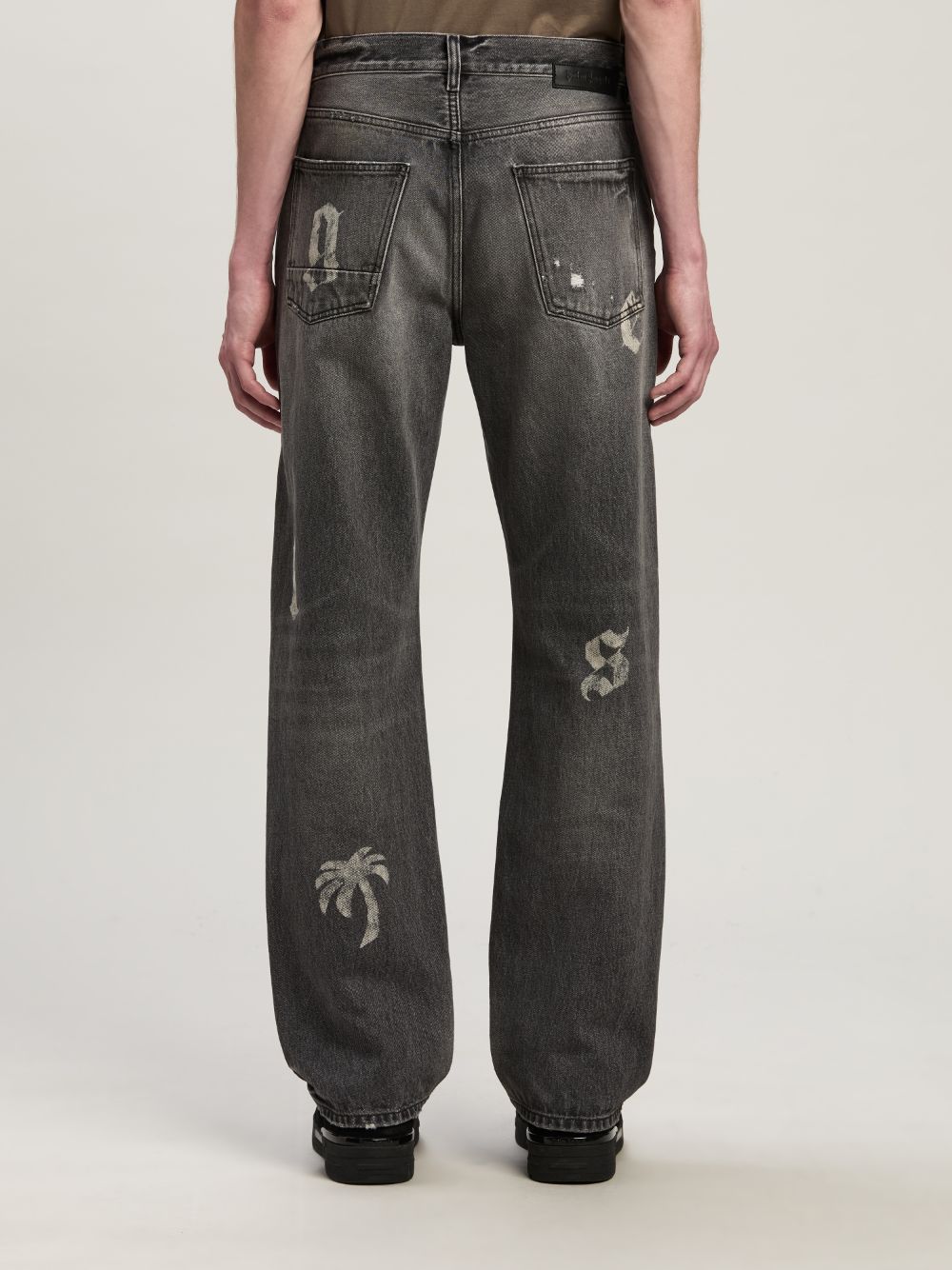Black Loose Fit Jeans with Logo Print - Image 4
