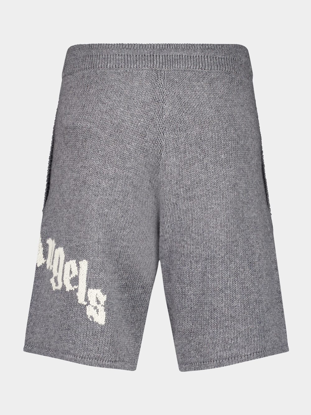 Grey Knit Wool Shorts with Logo - Image 2