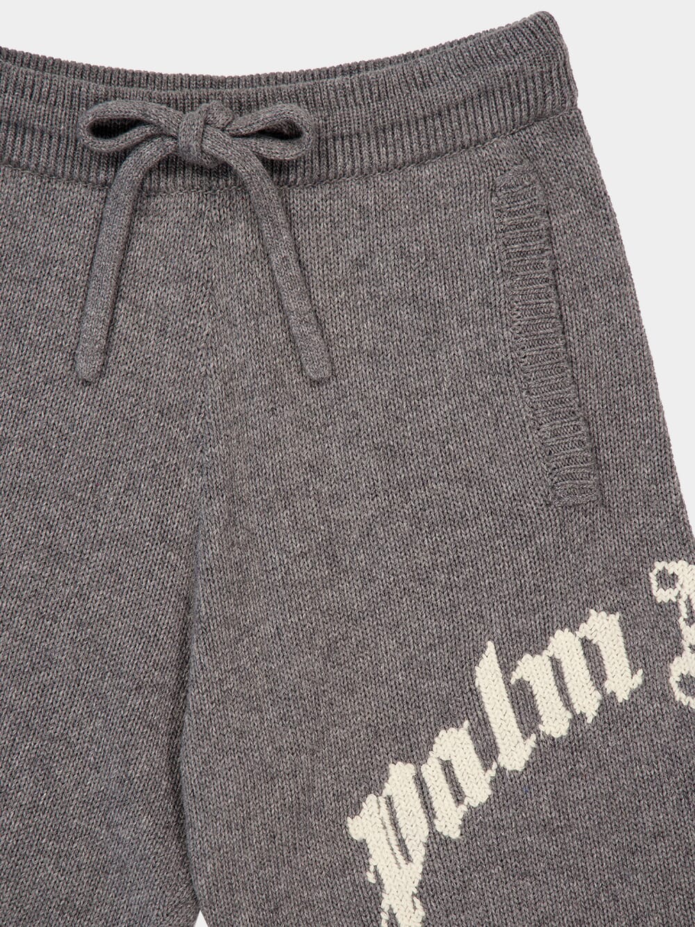 Grey Knit Wool Shorts with Logo - Image 3