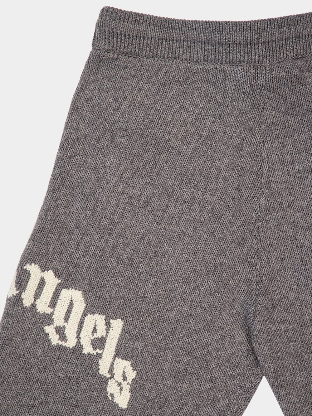 Grey Knit Wool Shorts with Logo - Image 4