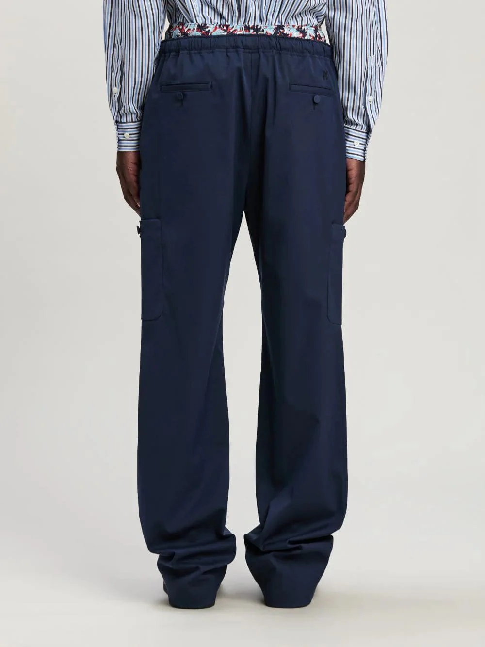 Navy Blue Monogram Loose-Fit Utility Pants - Image 4