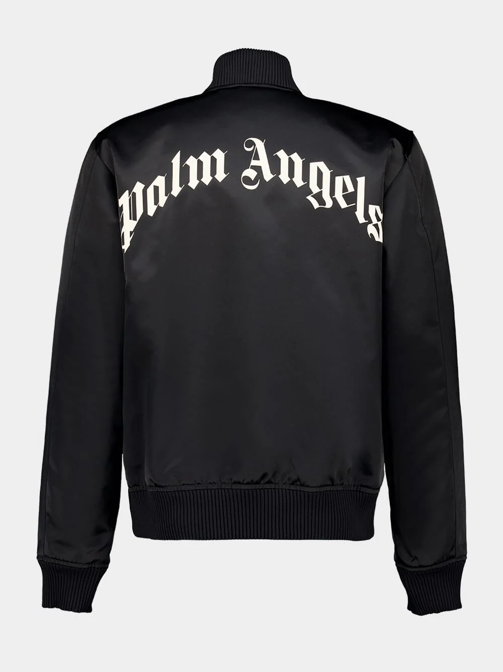Curved Logo Leather Bomber Jacket - Image 2