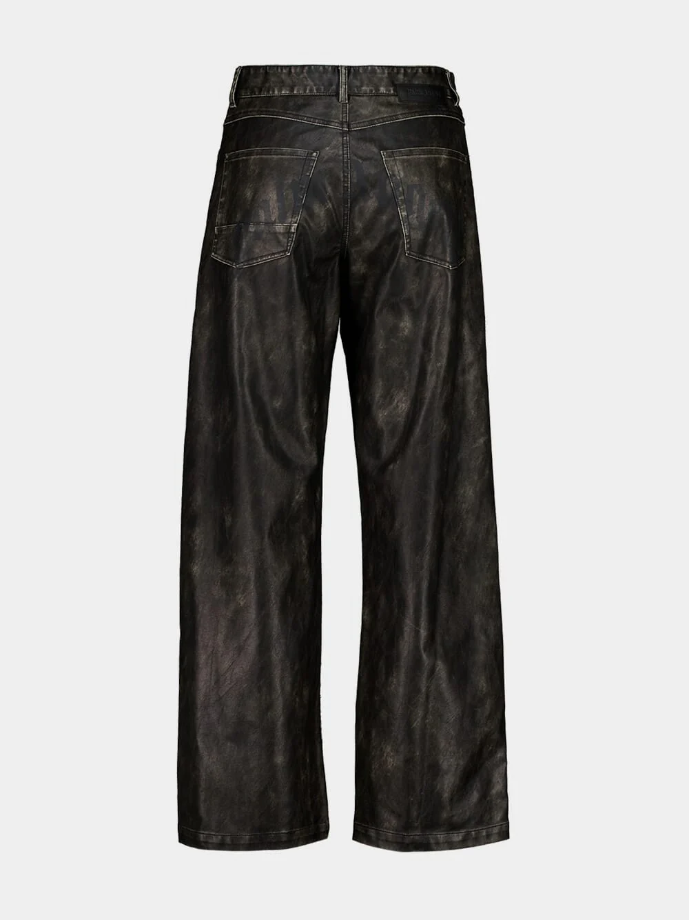Dark Grey and Black Coated Pants with Logo Detail - Image 2