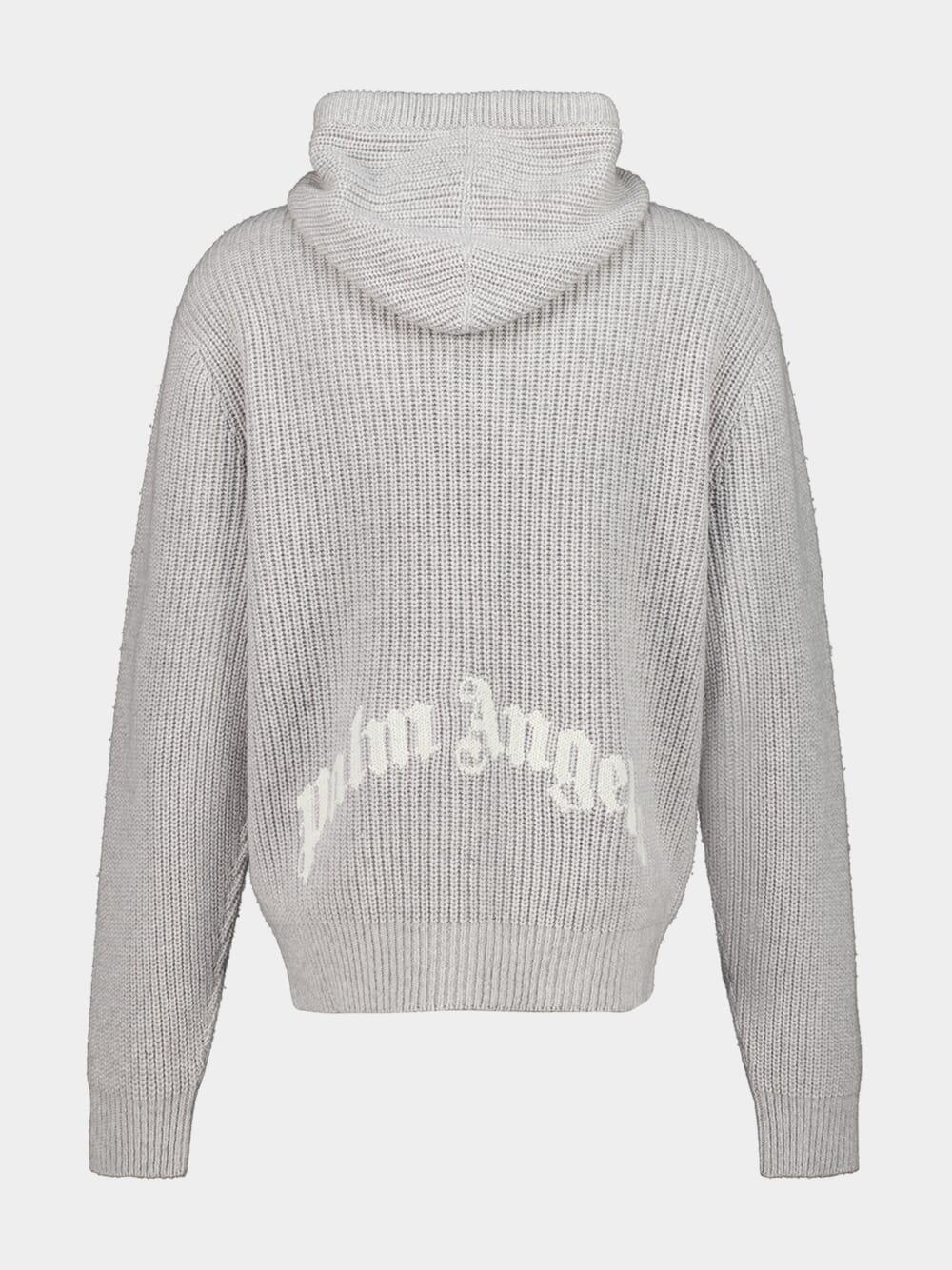 Grey Melange Hooded Wool Knit Sweatshirt - Image 2