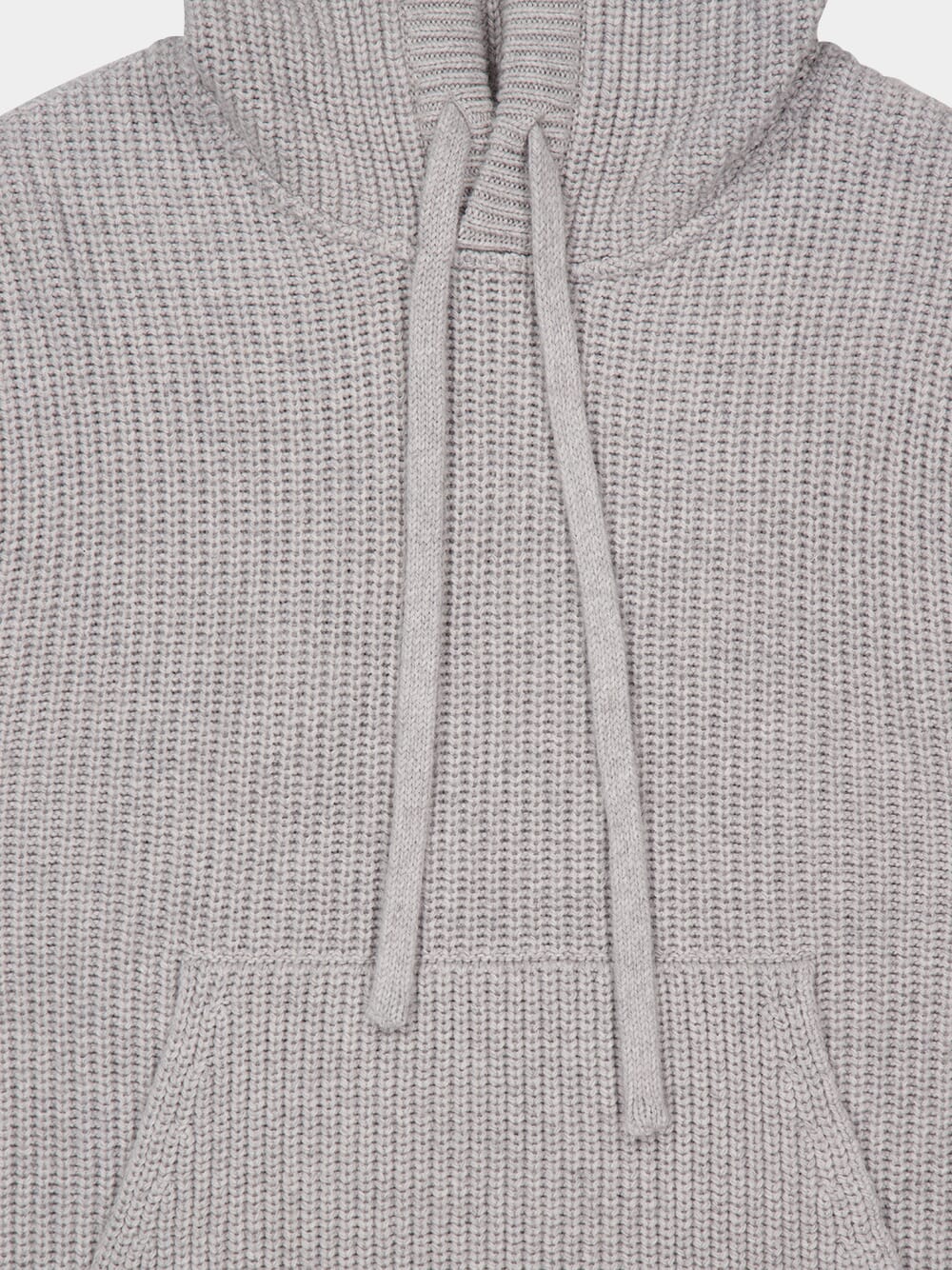 Grey Melange Hooded Wool Knit Sweatshirt - Image 3