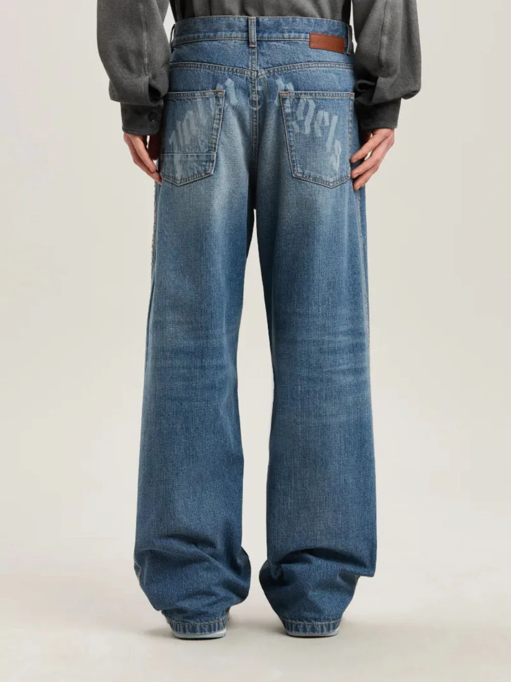 Light Blue Lasered Logo Denim Pants - Image 4