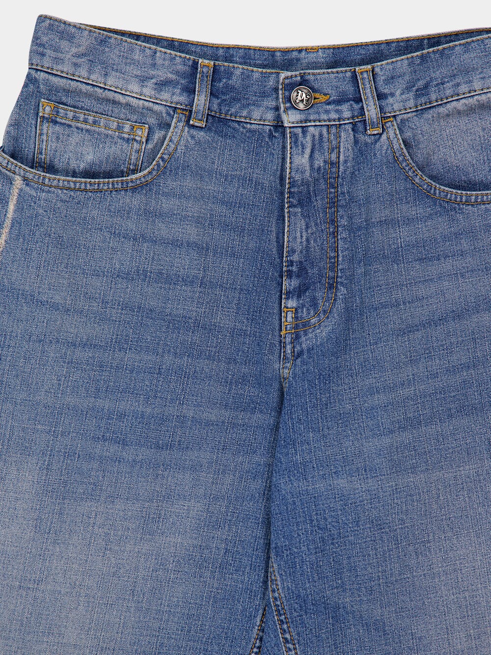 Light Blue Lasered Logo Denim Pants - Image 5