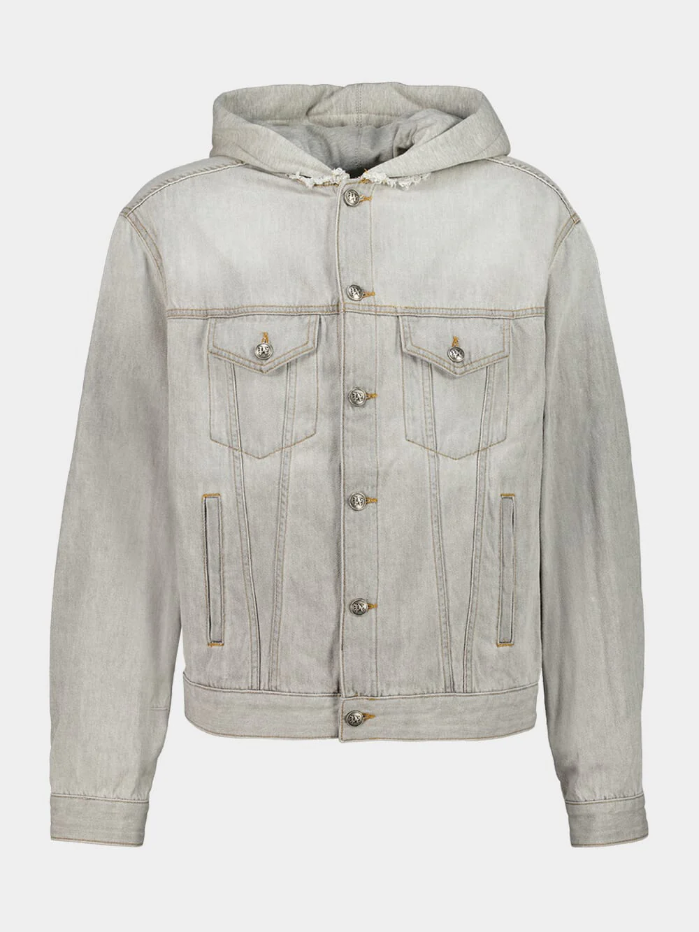 Light Grey Denim Jacket with Hood
