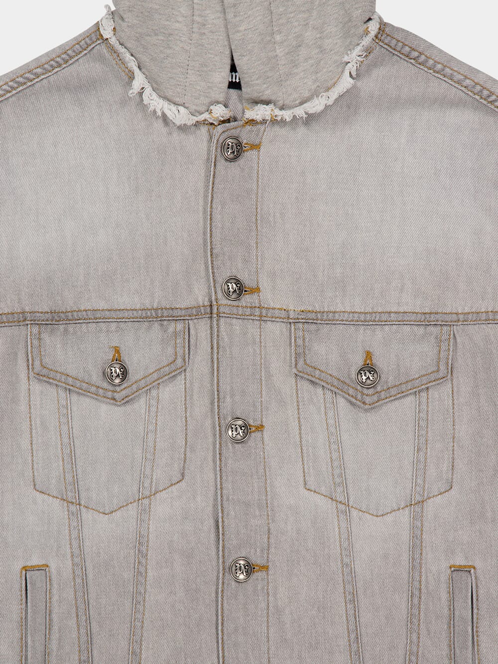 Light Grey Denim Jacket with Hood - Image 3
