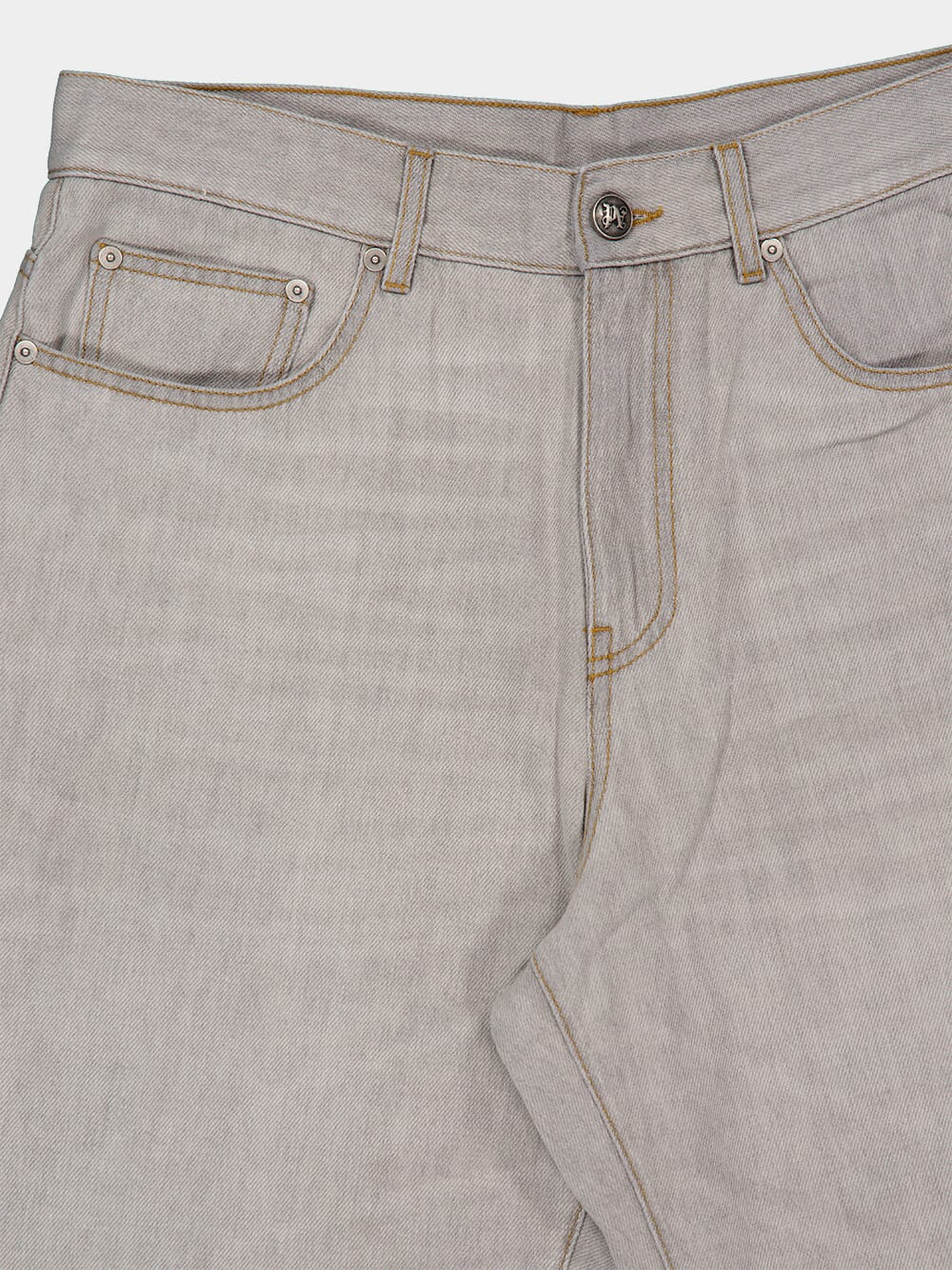 Light Grey Loose Fit Jeans with Curved Logo - Image 3