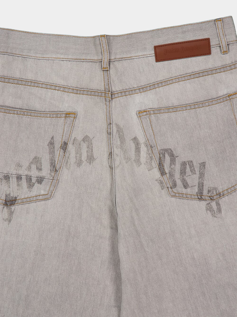 Light Grey Loose Fit Jeans with Curved Logo - Image 4