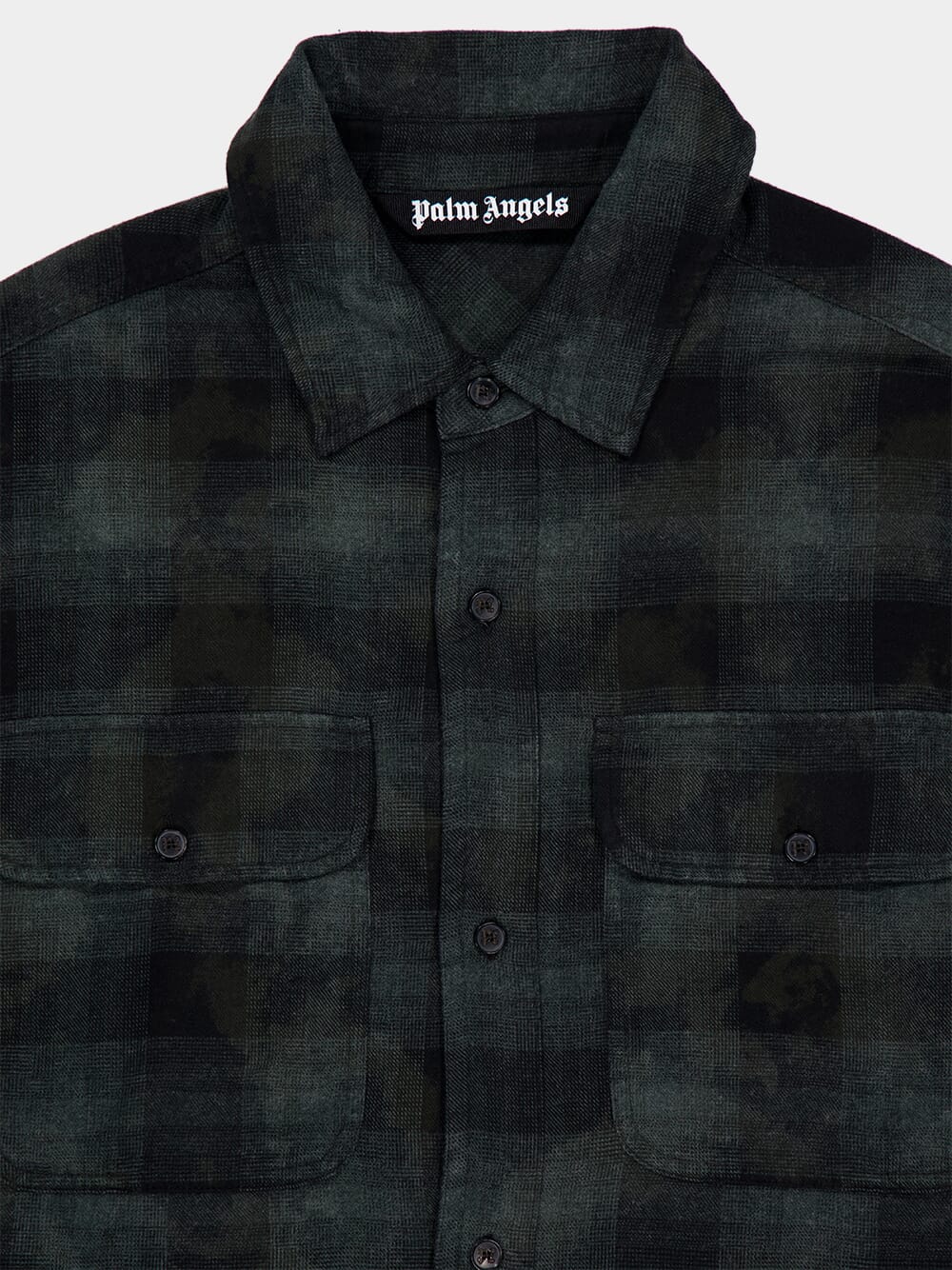 Military Green Curved Logo Check Shirt - Image 3