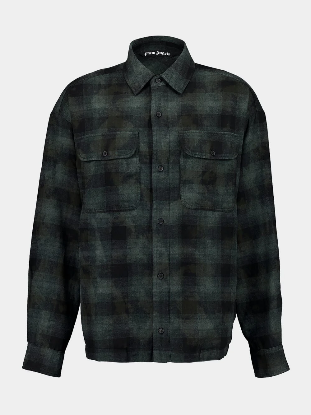 Military Green Curved Logo Check Shirt - Image 7