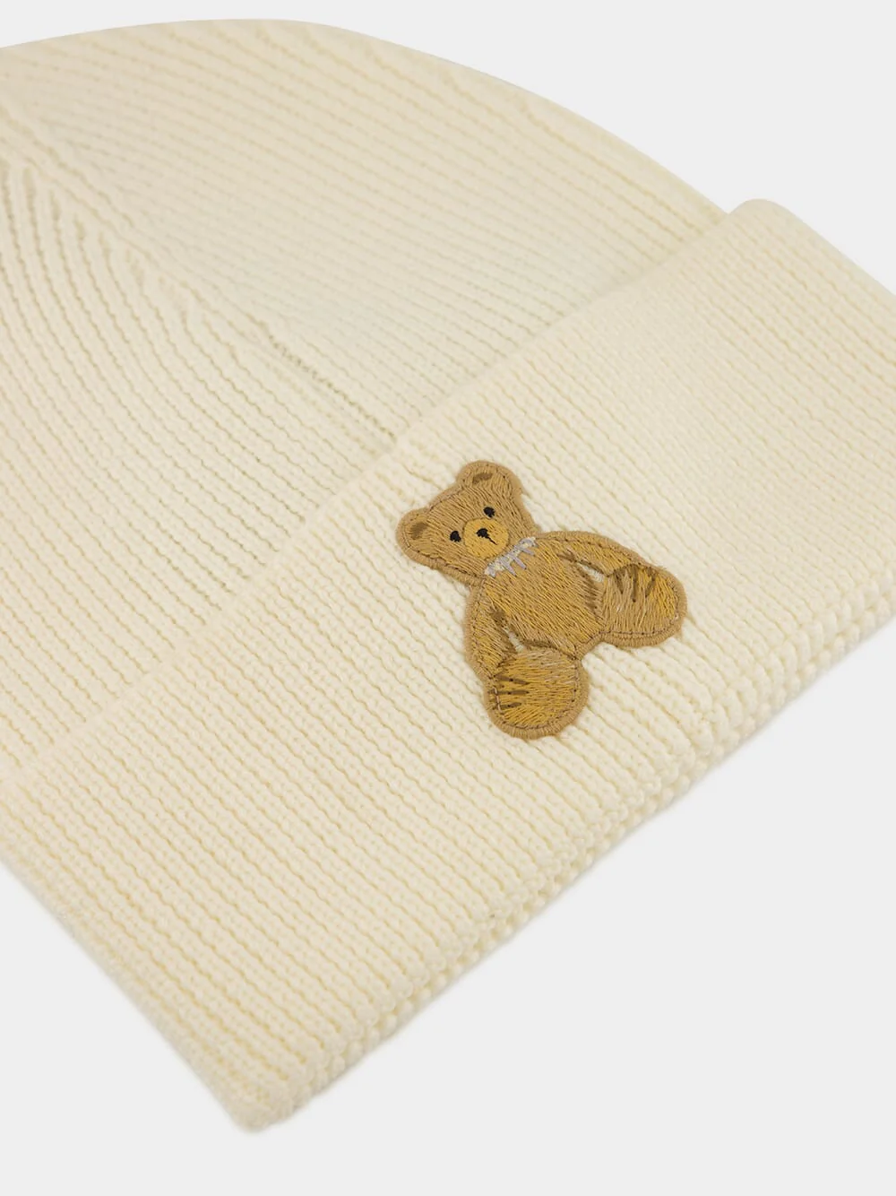 Off-White Beanie with Bear in Mind Embroidery - Image 3